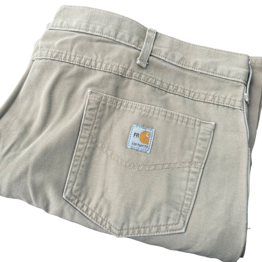 Carhartt Men 46x30‎ Khaki Flame Resistant Loose Fit Canvas Work Pants FRB159 GKH